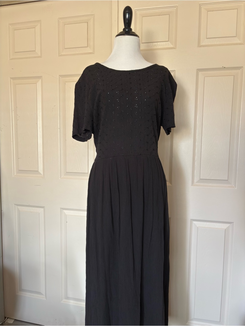 Vintage Black Eyelet Maxi Dress